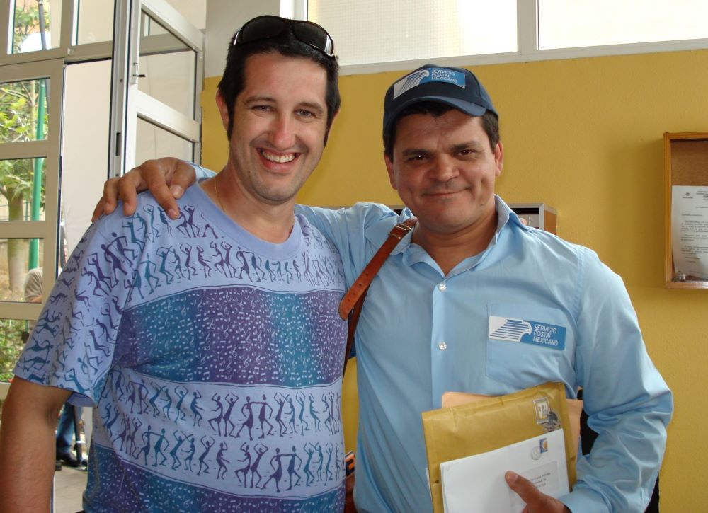 Luis Alberto Serrano y Luis Monzón en el rodaje de "Las Cartas de Dios" (2007)